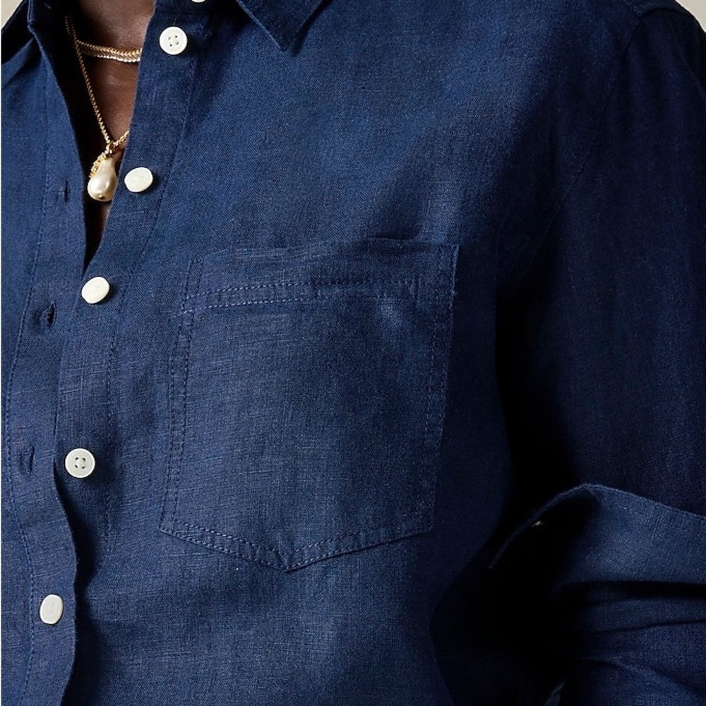 Jcrew Women's Navy Irish Linen Shirt